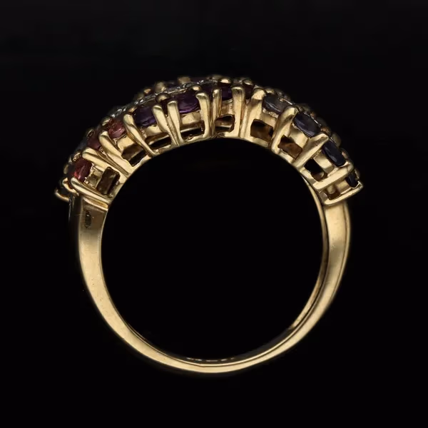 Gold Diamond Amethyst Garnet Ring