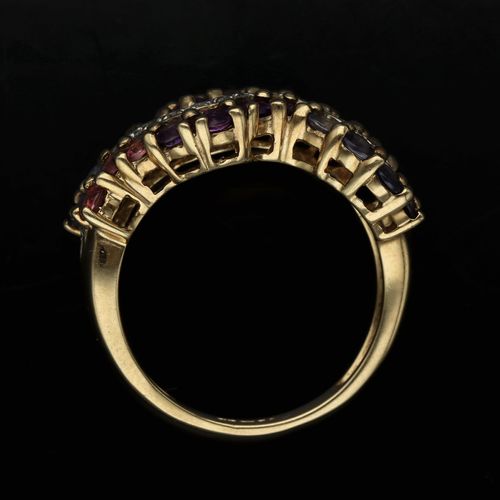 Gold Diamond Amethyst Garnet Ring image-6