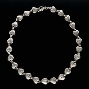 Danish Mid Century Silver Foliate Link Necklace
