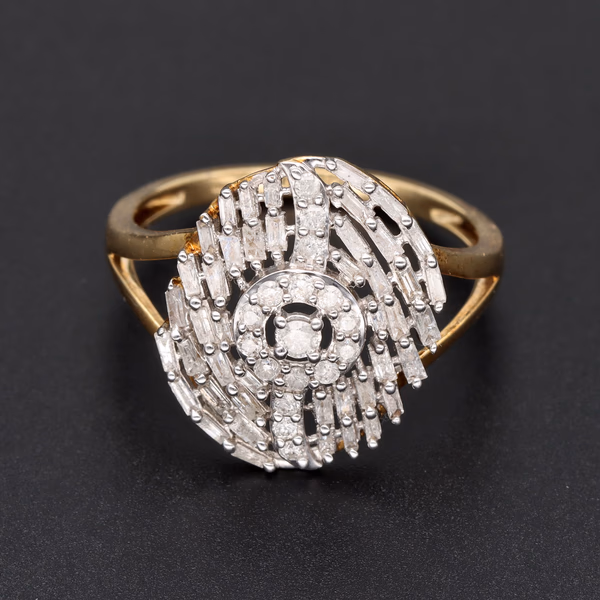 9ct Yellow Gold Diamond Whirlpool Design Ring