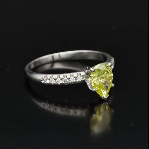 14ct White Gold Yellow Diamond Solitaire Ring image-1