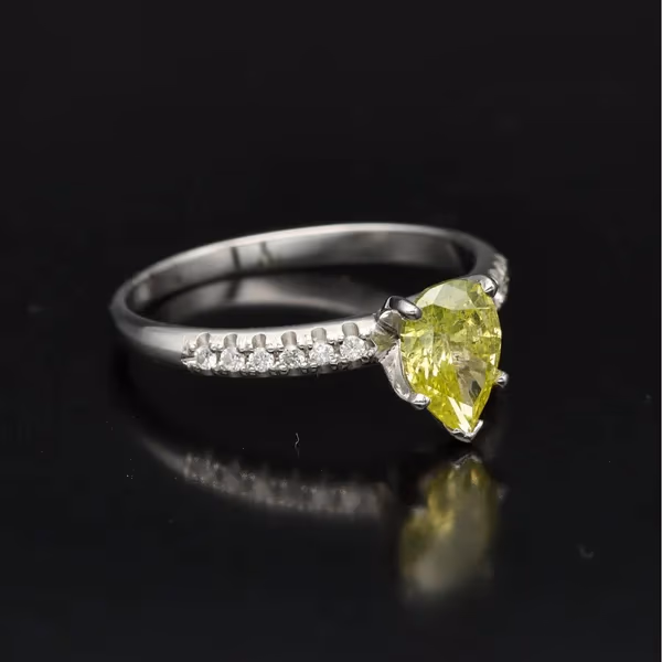 14ct White Gold Yellow Diamond Solitaire Ring
