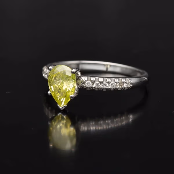 14ct White Gold Yellow Diamond Solitaire Ring