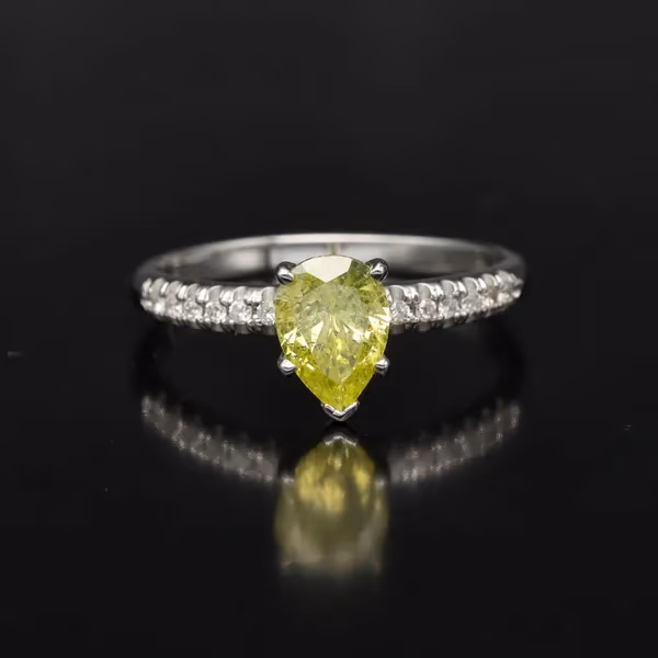 14ct White Gold Yellow Diamond Solitaire Ring