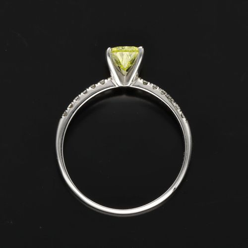 14ct White Gold Yellow Diamond Solitaire Ring image-6