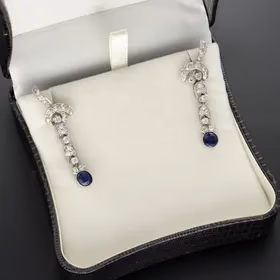 18ct White Gold Sapphire & Diamond Drop Earrings