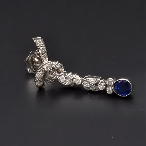18ct White Gold Sapphire & Diamond Drop Earrings