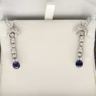 18ct White Gold Sapphire & Diamond Drop Earrings