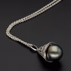 Silver Pendant with Cultured Pearl and Cubic Zircona