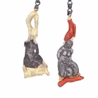 14ct Yellow Gold & Oxidised Silver Sculpture Necklace