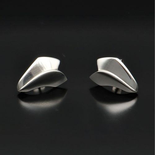 Very Rare Pair of Silver Earrings Produced by Georg Jensen image-1