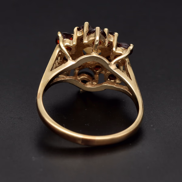 Vintage Garnet and Cultured Pearl Ring