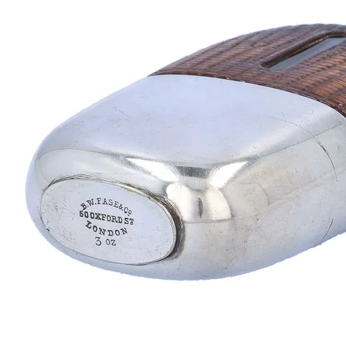 Circa 1900 Lizard Skin and Silver Plate Hip Flask image-6
