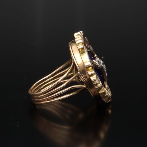 14ct Gold Enamel and Diamond Ring image-4