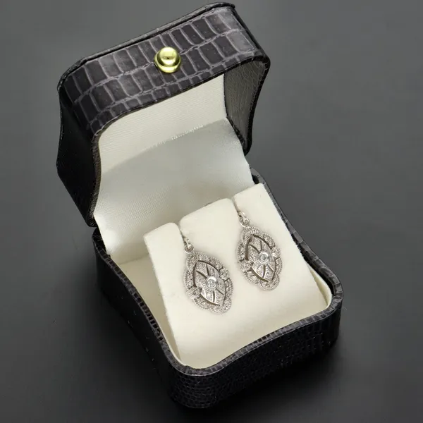 Vintage 14ct White Gold Diamond Earrings