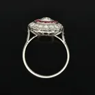 Platinum Old Cut Diamond and Ruby Halo Ring