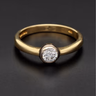 18ct Gold Diamond Solitaire 'Rub-Over' Ring