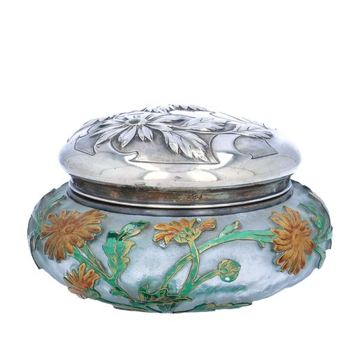 Art Nouveau Galle Glass and Silver Lidded Pot image-2