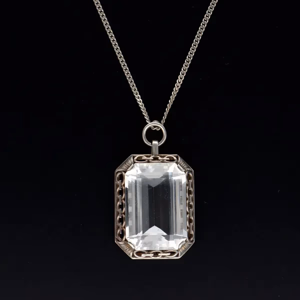 Art Deco Silver & Rock Crystal Pendant