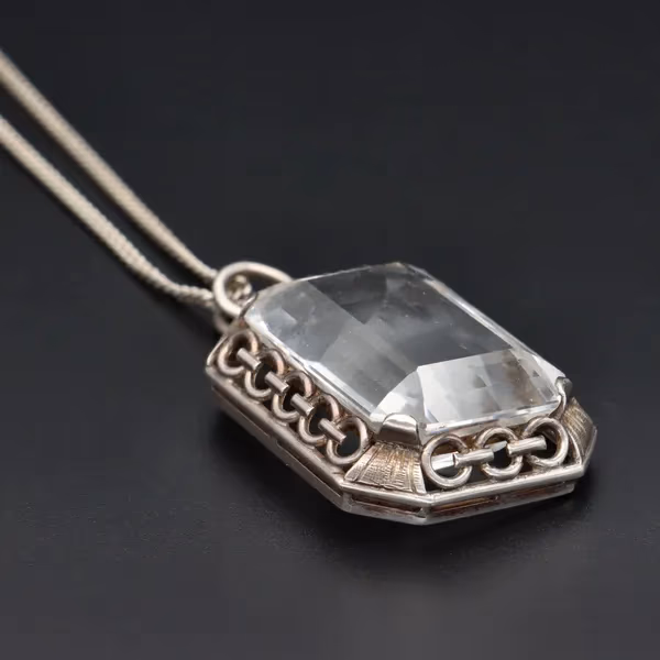 Art Deco Silver & Rock Crystal Pendant