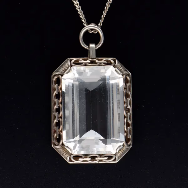 Art Deco Silver & Rock Crystal Pendant