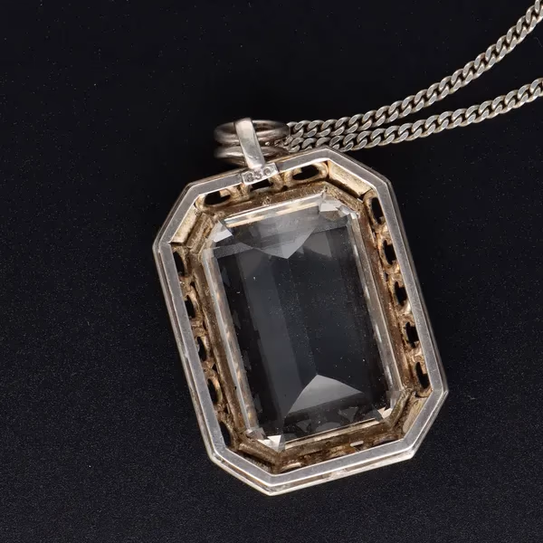 Art Deco Silver & Rock Crystal Pendant