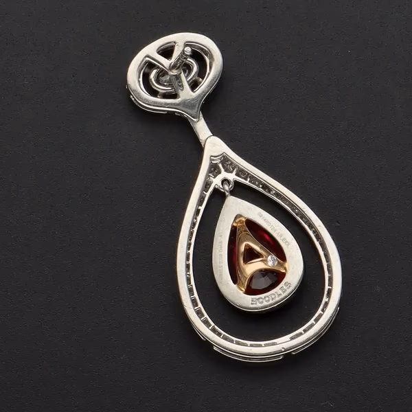 18ct White Gold Boodles Ruby and Daimond 'Palace' Drop Earrings