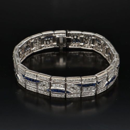 18ct Gold Art Deco Sapphire and Diamond Bracelet image-3