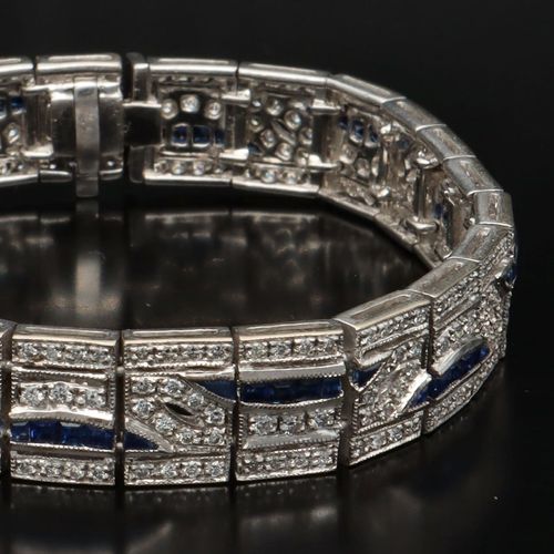18ct Gold Art Deco Sapphire and Diamond Bracelet image-4