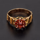 Vintage 9ct Yellow Gold Garnet Cluster Ring By Slade & Kempton