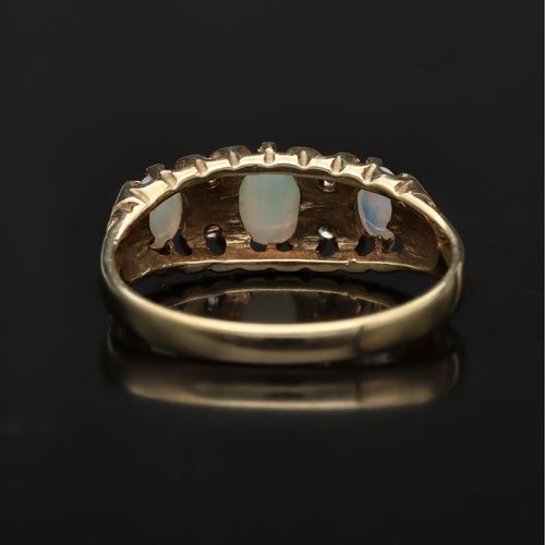 Gold Opal Diamond Ring. London 1987 image-5