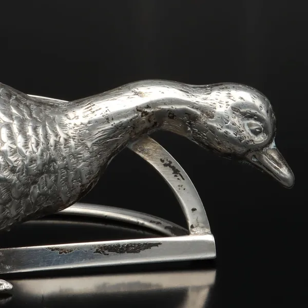 Rare Edwardian Silver Goose Menu Holder