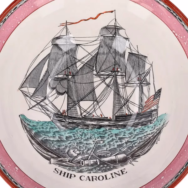 Adams Pottery Ship Caroline Punch Bowl