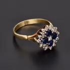 18ct Yellow Gold Sapphire & Diamond Cluster Ring