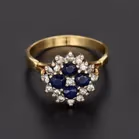 18ct Yellow Gold Sapphire & Diamond Cluster Ring