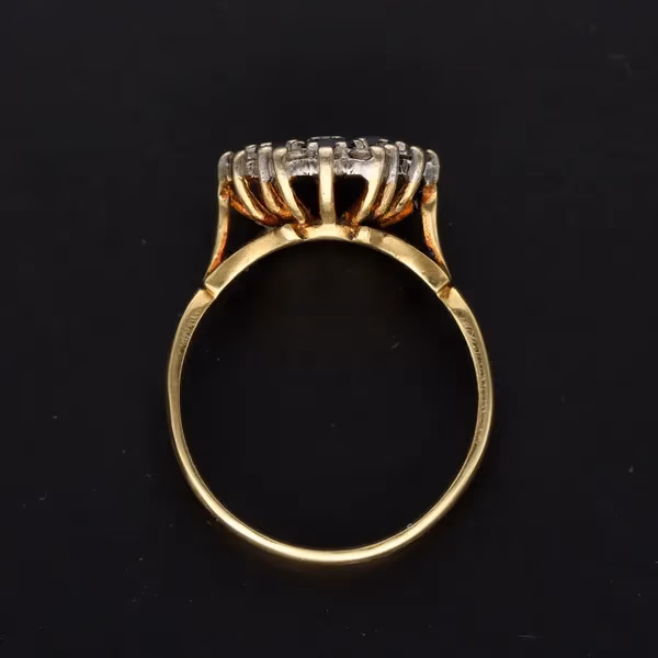 18ct Yellow Gold Sapphire & Diamond Cluster Ring