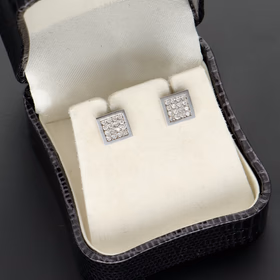 9ct White Gold Diamond Stud Earrings