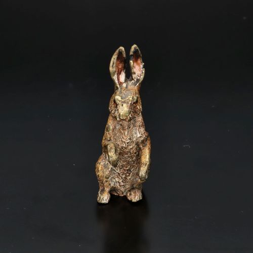 Cold Painted Bronze of a Hare by Franz Bergman image-2