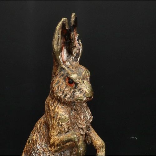 Cold Painted Bronze of a Hare by Franz Bergman image-4
