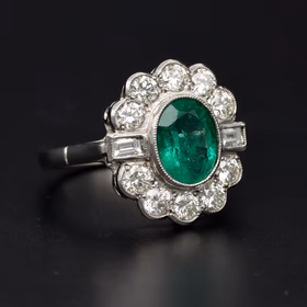 Platinum Emerald Diamond Ring