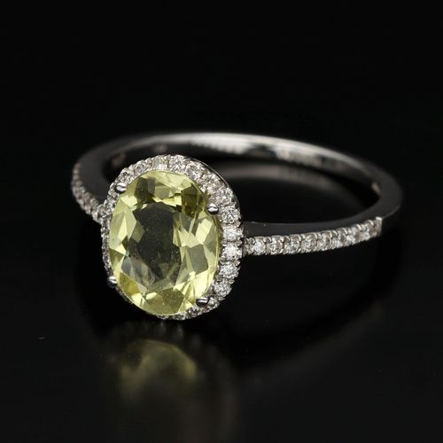 18ct Gold Lemon Quartz and Diamond Ring image-3
