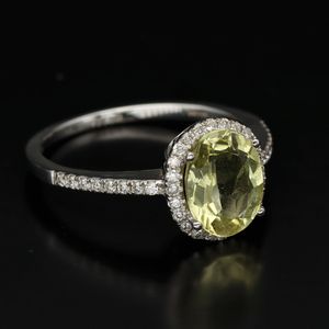 18ct Gold Lemon Quartz and Diamond Ring