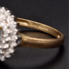 9ct Yellow Gold Oval Blue Gemstone & Diamond Double Halo Cluster Ring