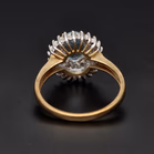 9ct Yellow Gold Oval Blue Gemstone & Diamond Double Halo Cluster Ring