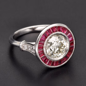 Platinum 2.00ct Diamond & Ruby Halo Ring