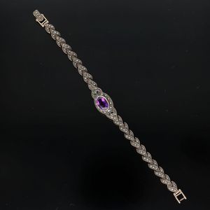 Silver Amethyst and Marcasite Bracelet