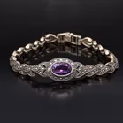 Silver Amethyst and Marcasite Bracelet