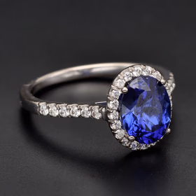 18ct White Gold Diamond & Lab Sapphire Ring