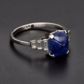 Platinum Sapphire and Diamond Ring