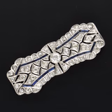 Platinum French Sapphire & Diamond Brooch